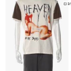 Cream & Brown Color Block Ringer Tee with Heaven Logo Pin Up Design.